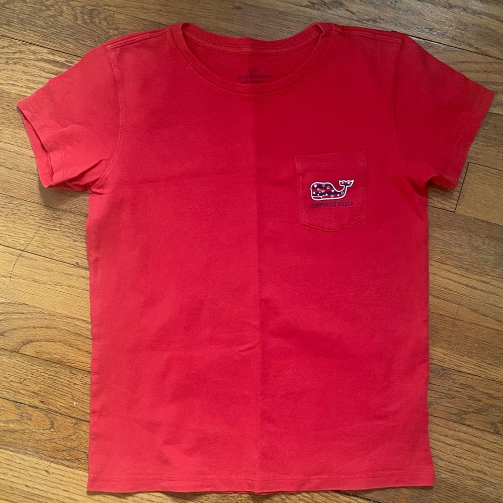 Vineyard Vines girls medium whale American flag shirt